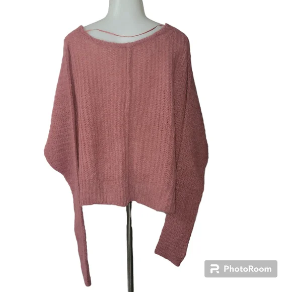 Women's Free People Pink Oversized V-Neck Sweater Size S - Picture 3 of 7